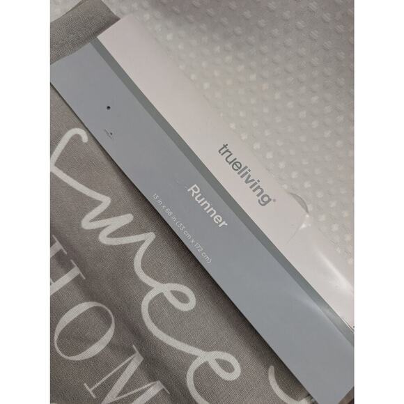 NWT! TRUE LIVING! GRAY & WHITE TABLE RUNNER, "HOME SWEET HOME!" 13" X 68" - Picture 4 of 9